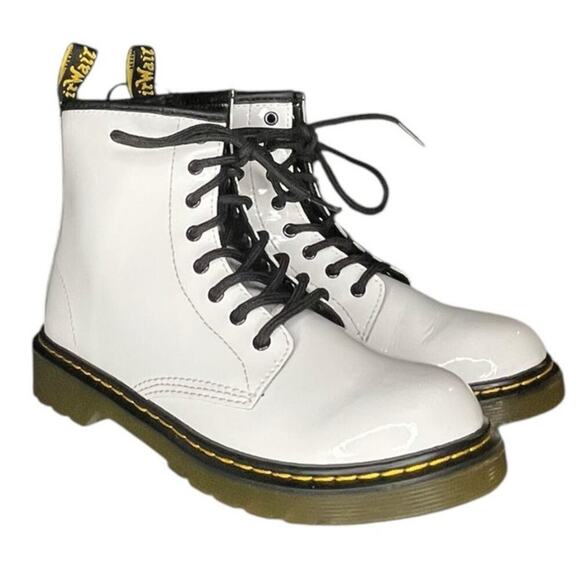 Unisex Dr. Martens Airwair 1460 J Patent Leather Combat Boot Size M4/W5 White - Picture 3 of 6